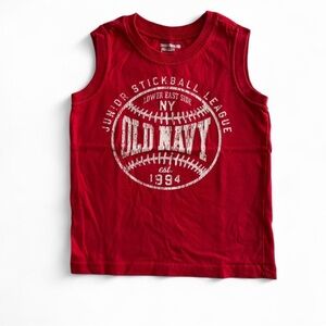 Old Navy Boys 5T Stickball League Graphic Tank Red